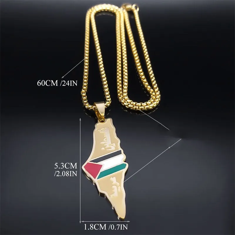 Palestine Israel Map Pendant Necklaces