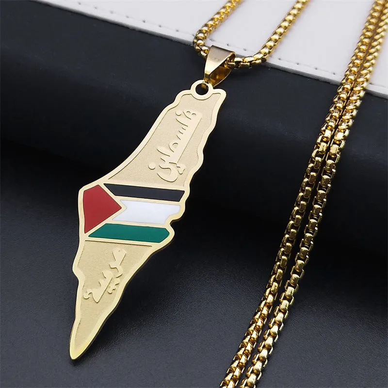 Palestine Israel Map Pendant Necklaces
