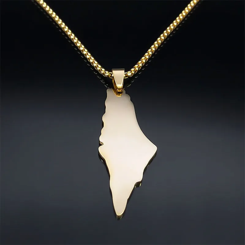 Palestine Israel Map Pendant Necklaces