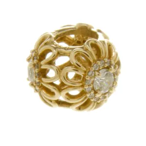 Pandora 14k Gold CZ Flower Charm