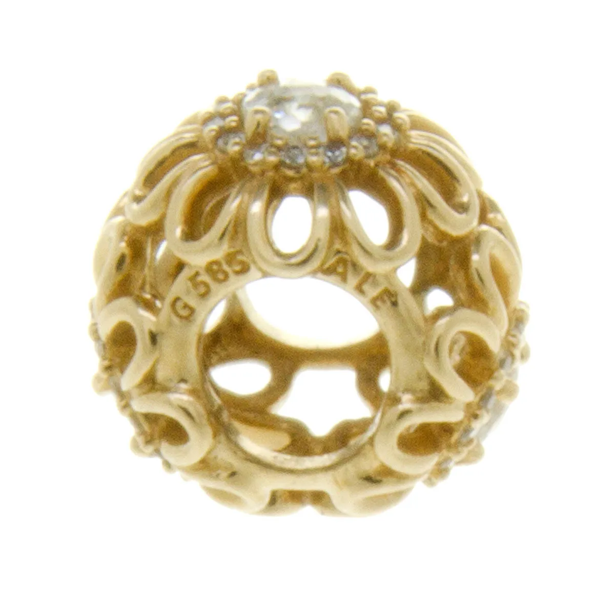 Pandora 14k Gold CZ Flower Charm