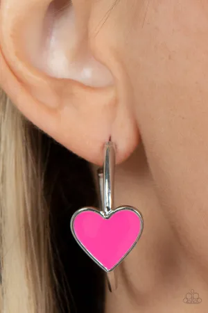 Paparazzi Kiss Up - Pink Heart Hoops