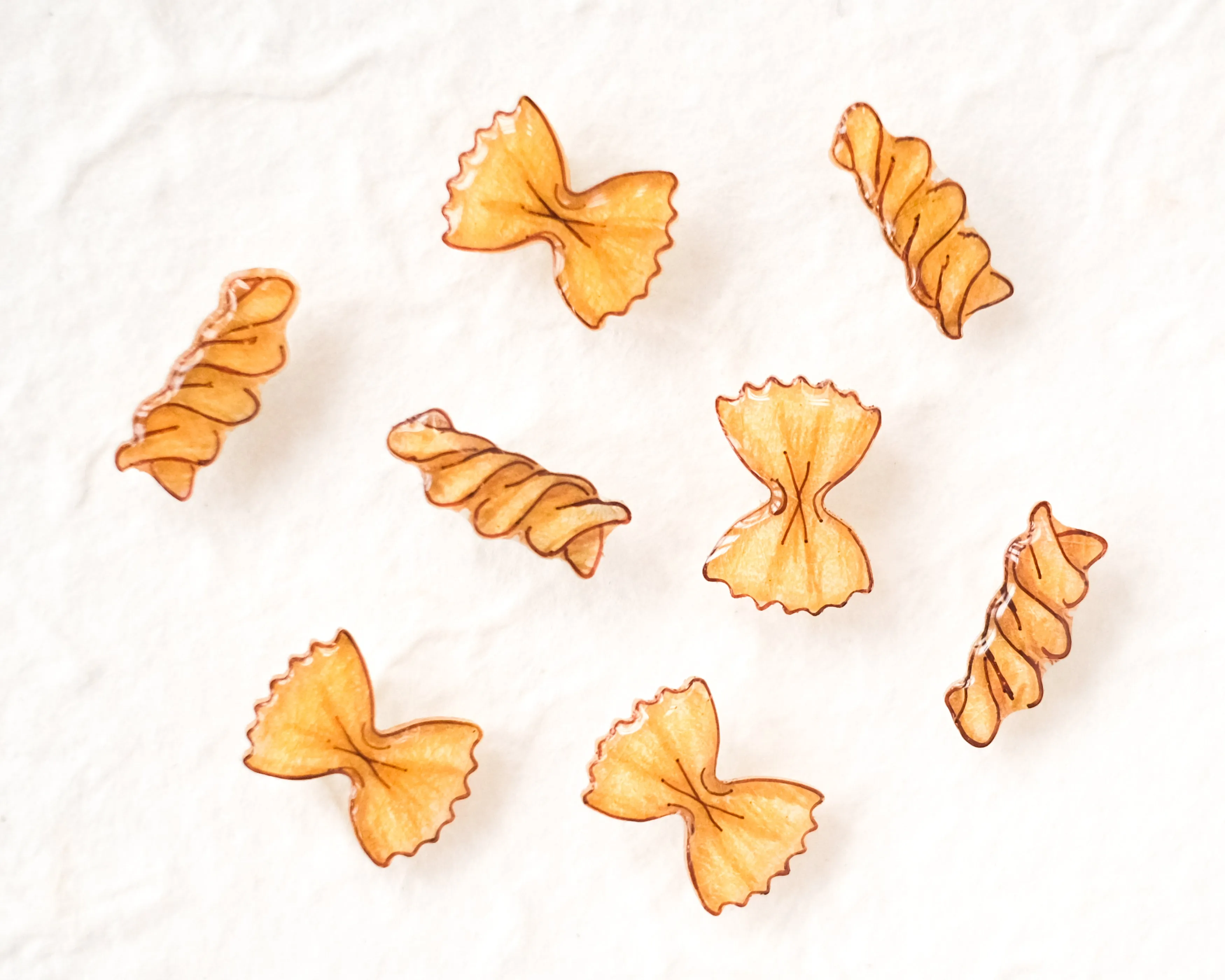 Pasta Shapes Earrings: Bowtie & Rotini