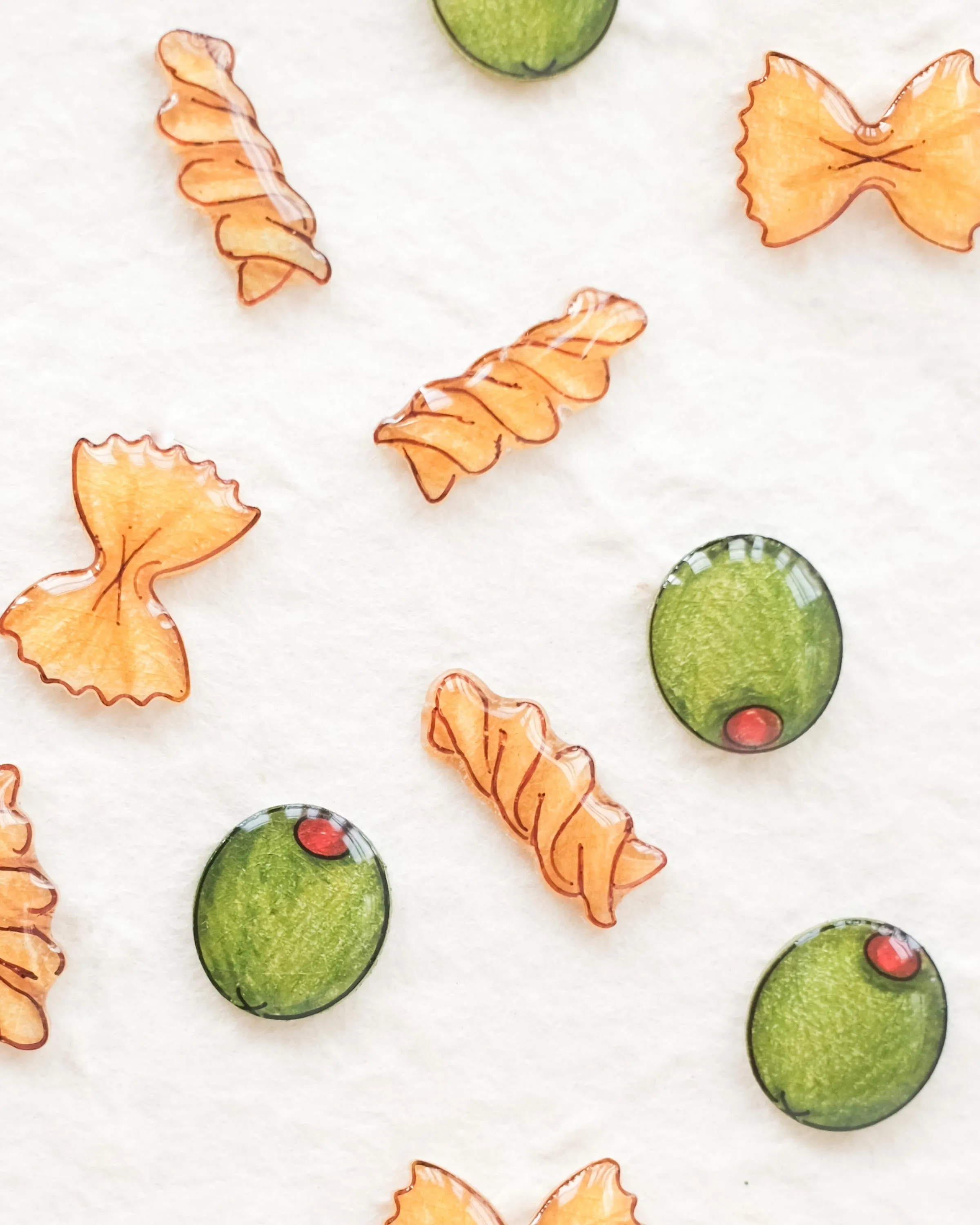 Pasta Shapes Earrings: Bowtie & Rotini