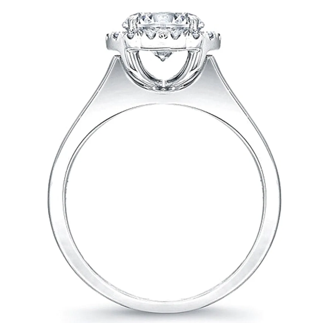 Pave Diamond Halo Solitaire Engagement Ring