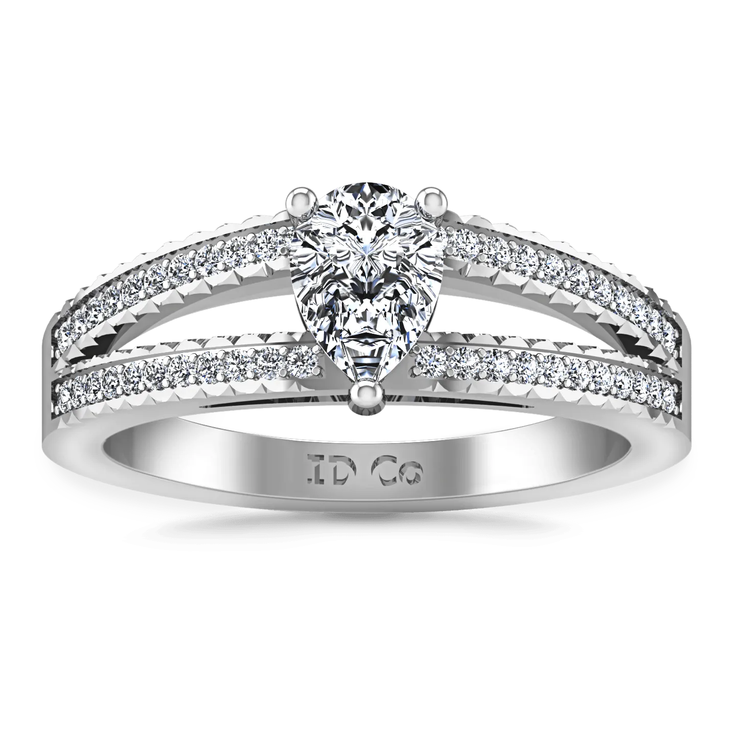 Pave Engagement Ring Season Pear 14K White Gold
