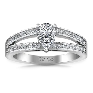 Pave Engagement Ring Season Pear 14K White Gold