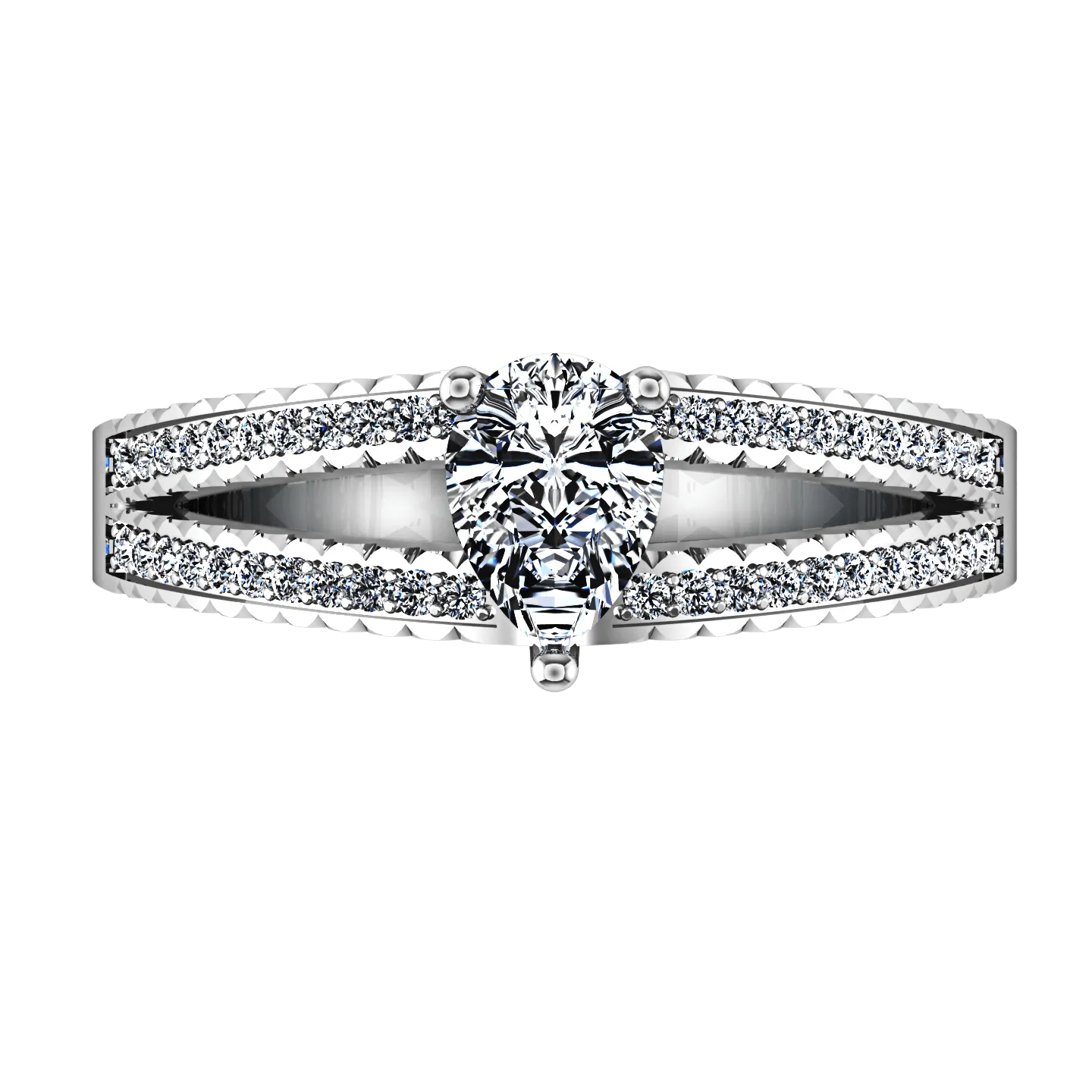 Pave Engagement Ring Season Pear 14K White Gold