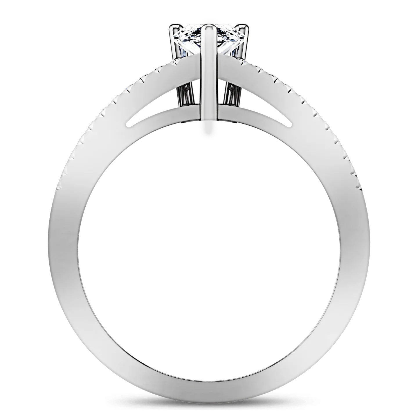 Pave Engagement Ring Season Pear 14K White Gold