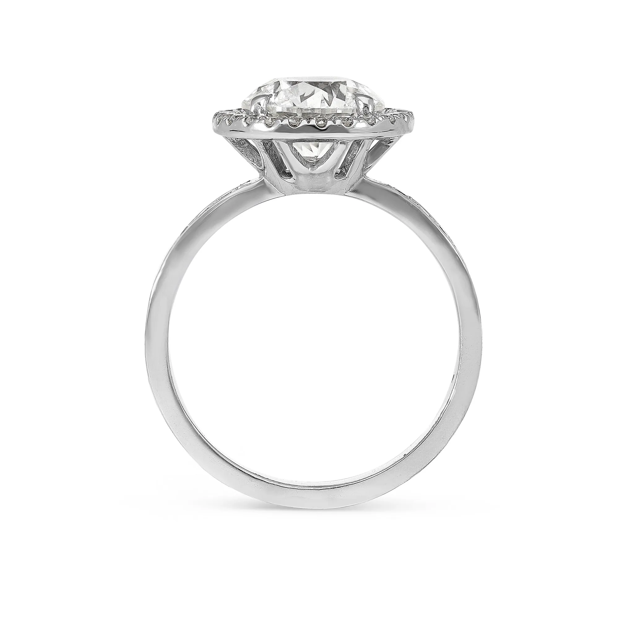 Pave Halo Set Brilliant Cut Round Engagement Ring - 2.95 Carat