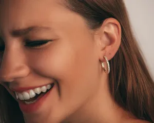 Pave Hoop Earring - 18K Gold Vermeil