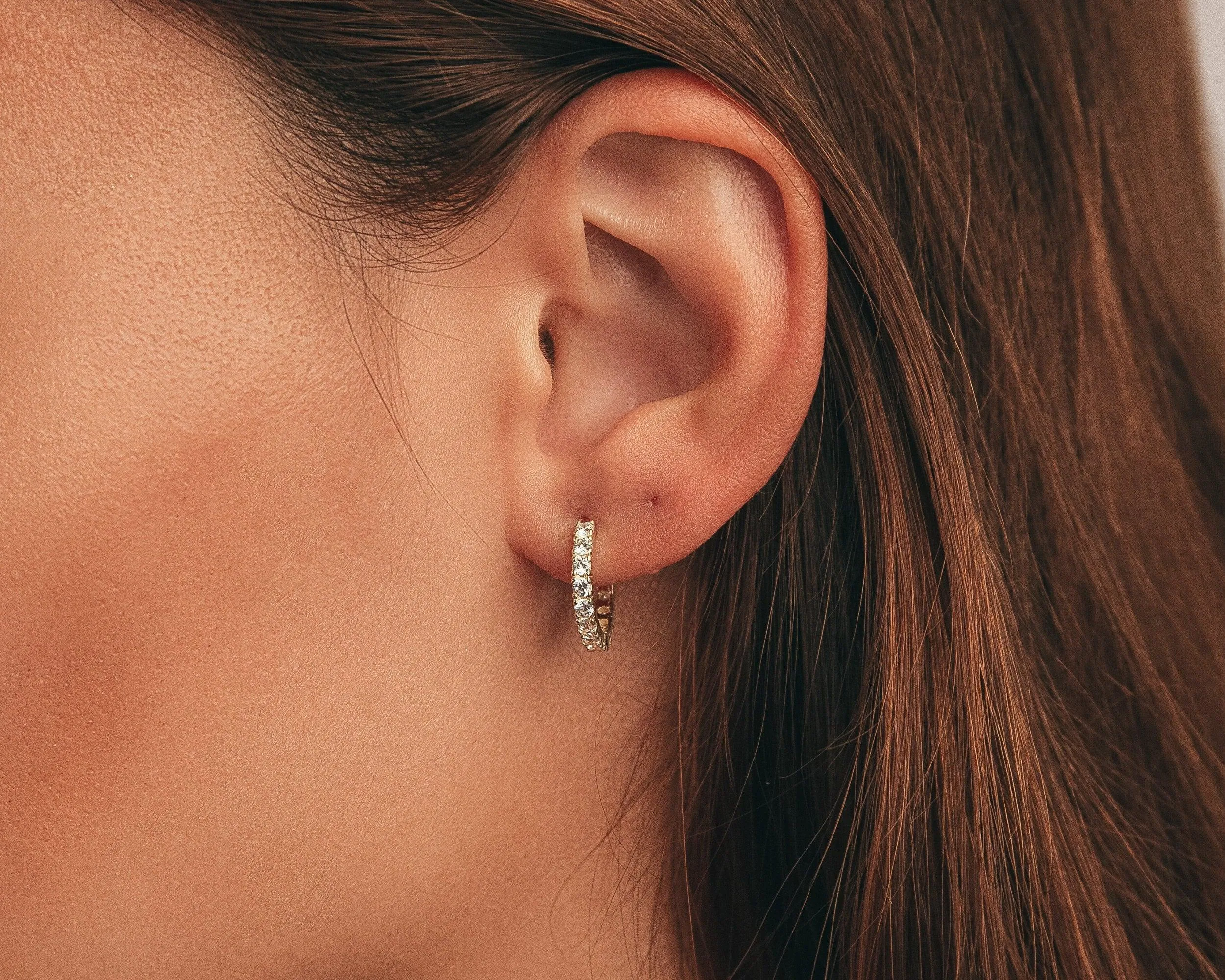 Pave Hoop Earring - 18K Gold Vermeil