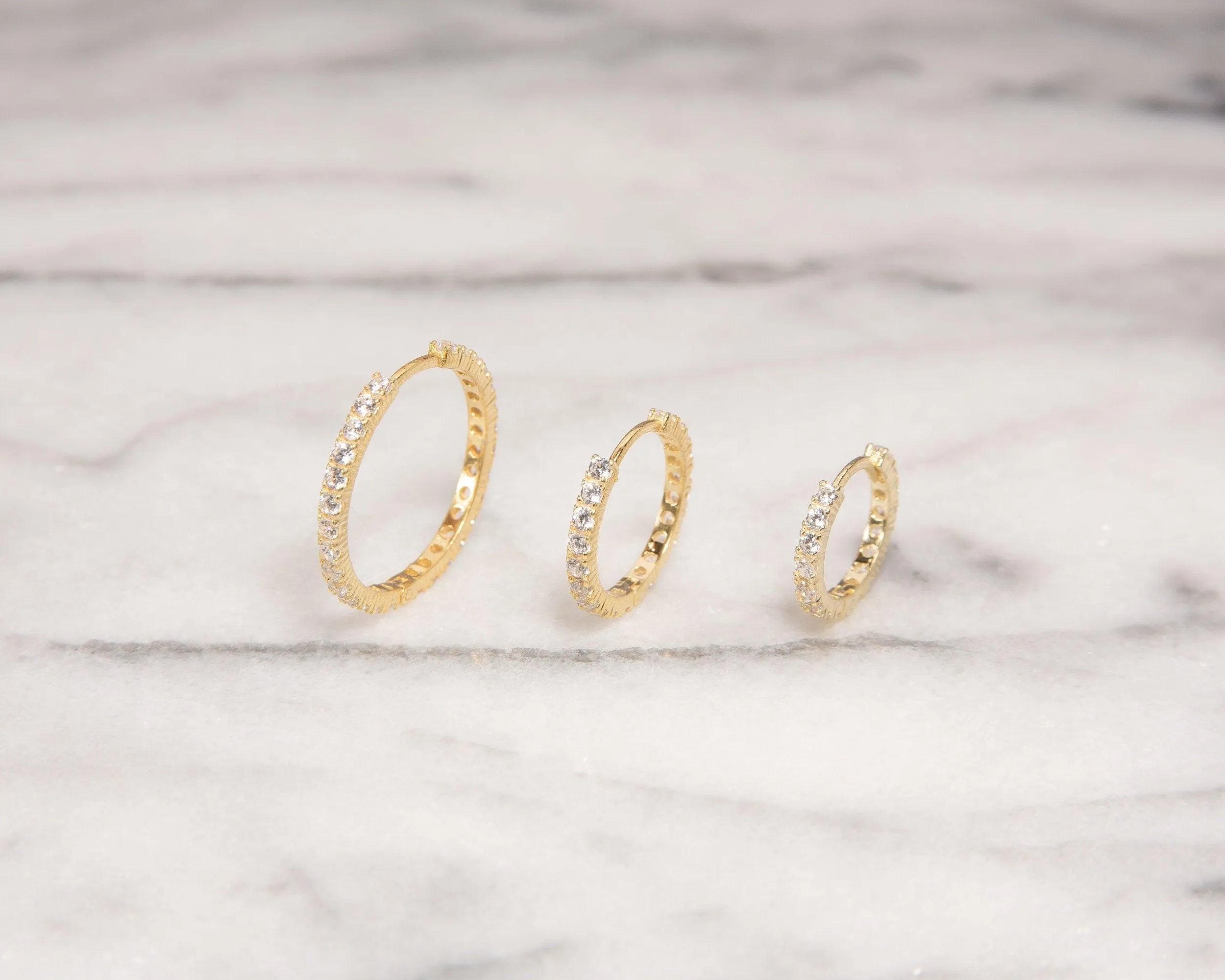 Pave Hoop Earring - 18K Gold Vermeil