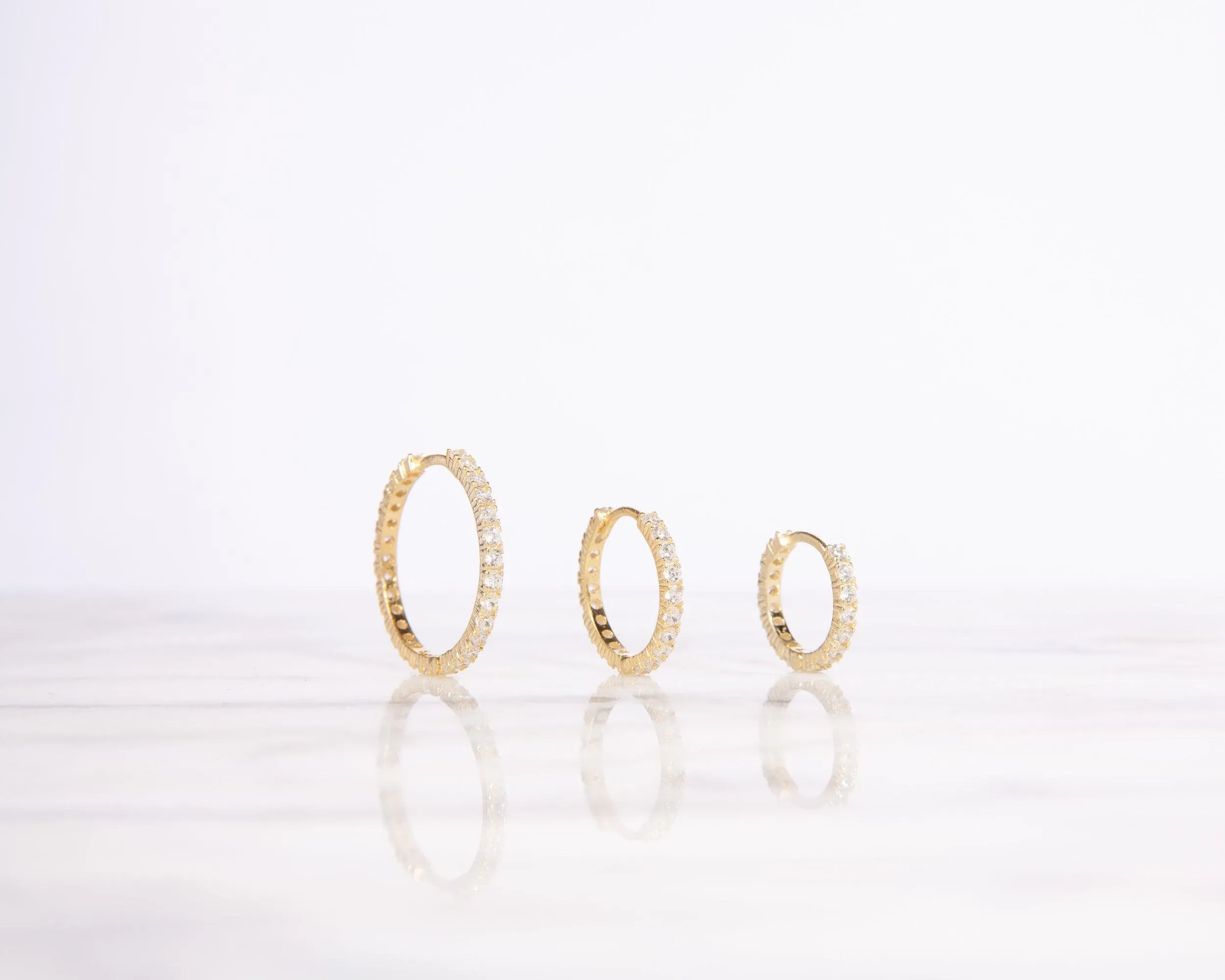 Pave Hoop Earring - 18K Gold Vermeil
