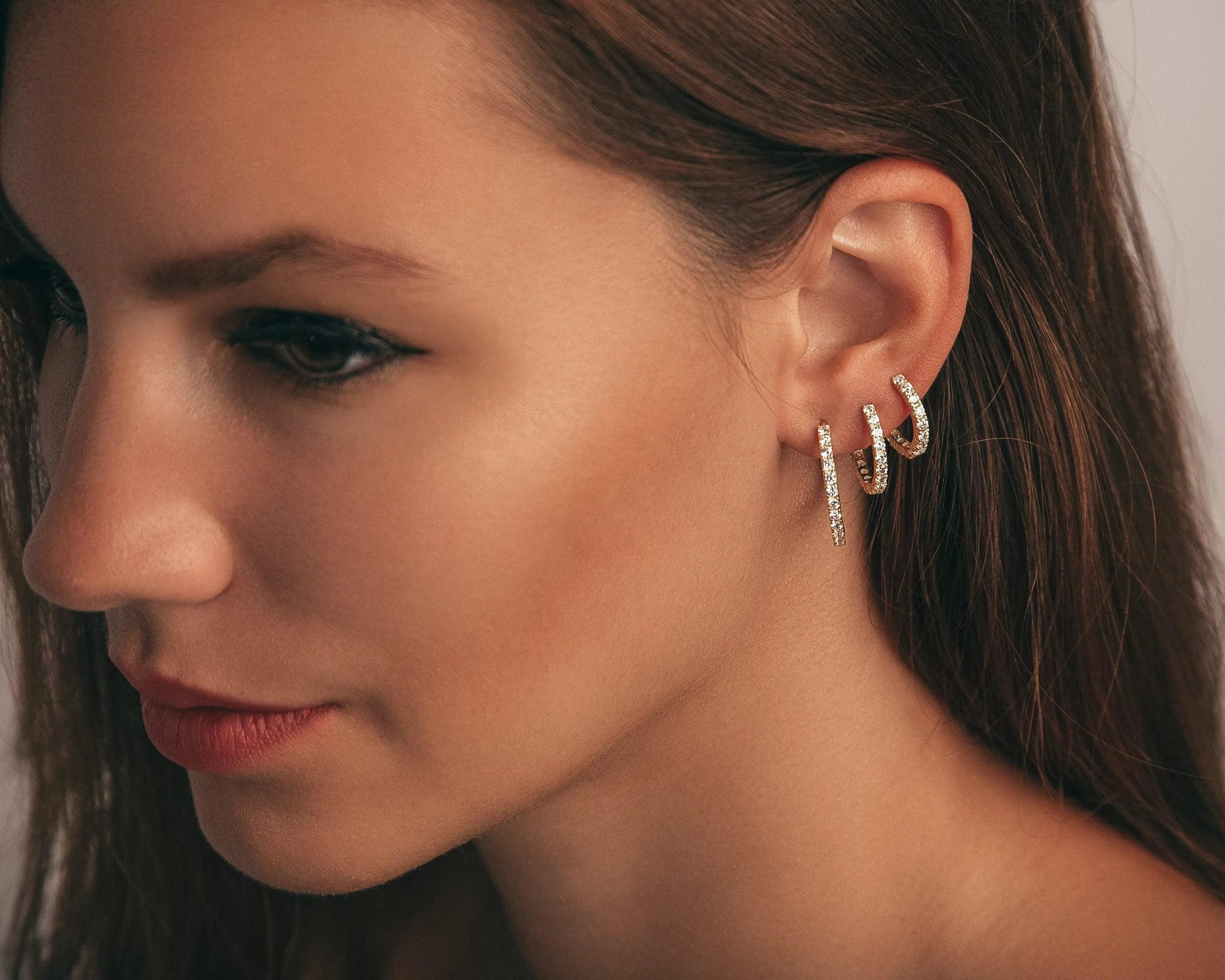 Pave Hoop Earring - 18K Gold Vermeil