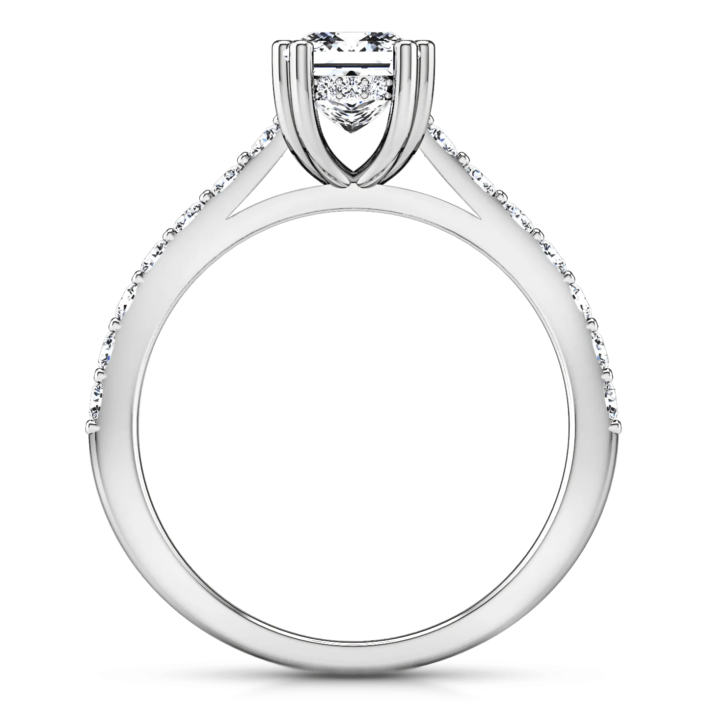 Pave Princess Cut Diamond Engagement Ring Jasmine 14K White Gold