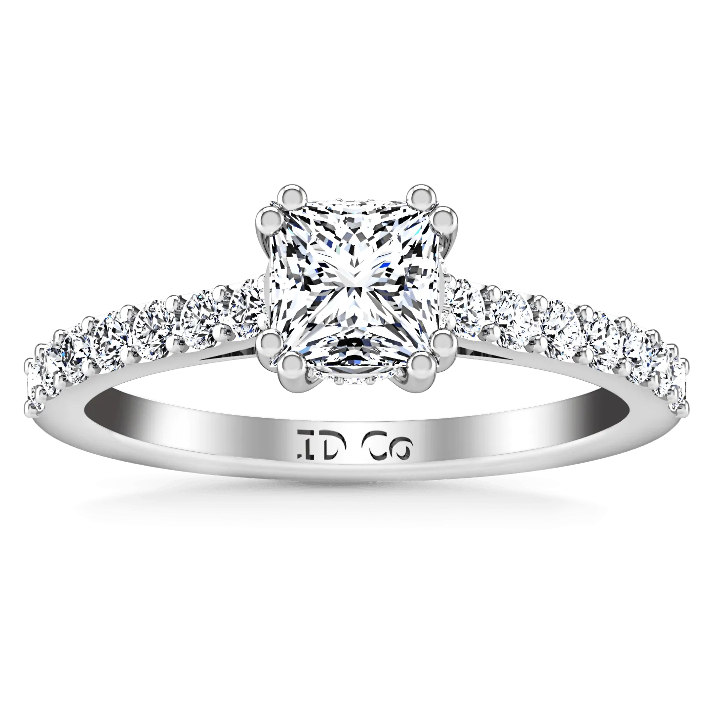Pave Princess Cut Diamond Engagement Ring Jasmine 14K White Gold