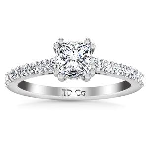 Pave Princess Cut Diamond Engagement Ring Jasmine 14K White Gold