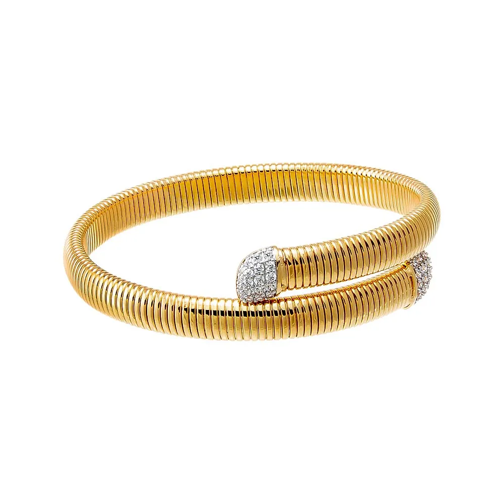 Pave Rounded Overlap Snake Bangle Bracelet