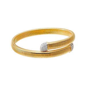 Pave Rounded Overlap Snake Bangle Bracelet
