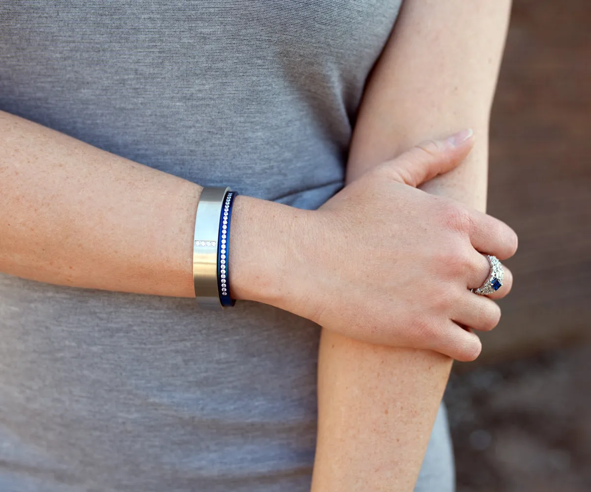Pave Wide Stainless Steel Bangle Bracelet