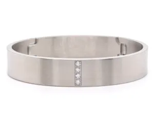 Pave Wide Stainless Steel Bangle Bracelet