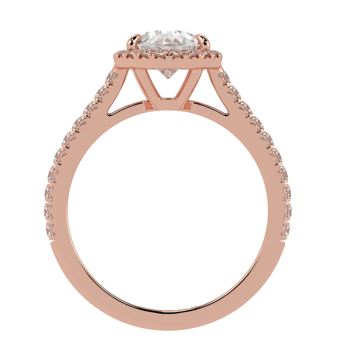 Pear Halo, 3/4 Pavé Band