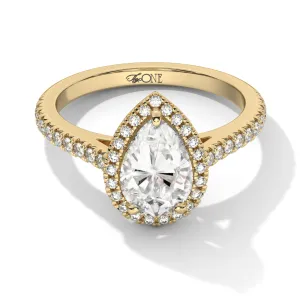 Pear Halo, 3/4 Pavé Band