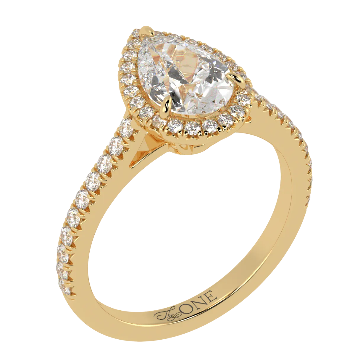 Pear Halo, 3/4 Pavé Band