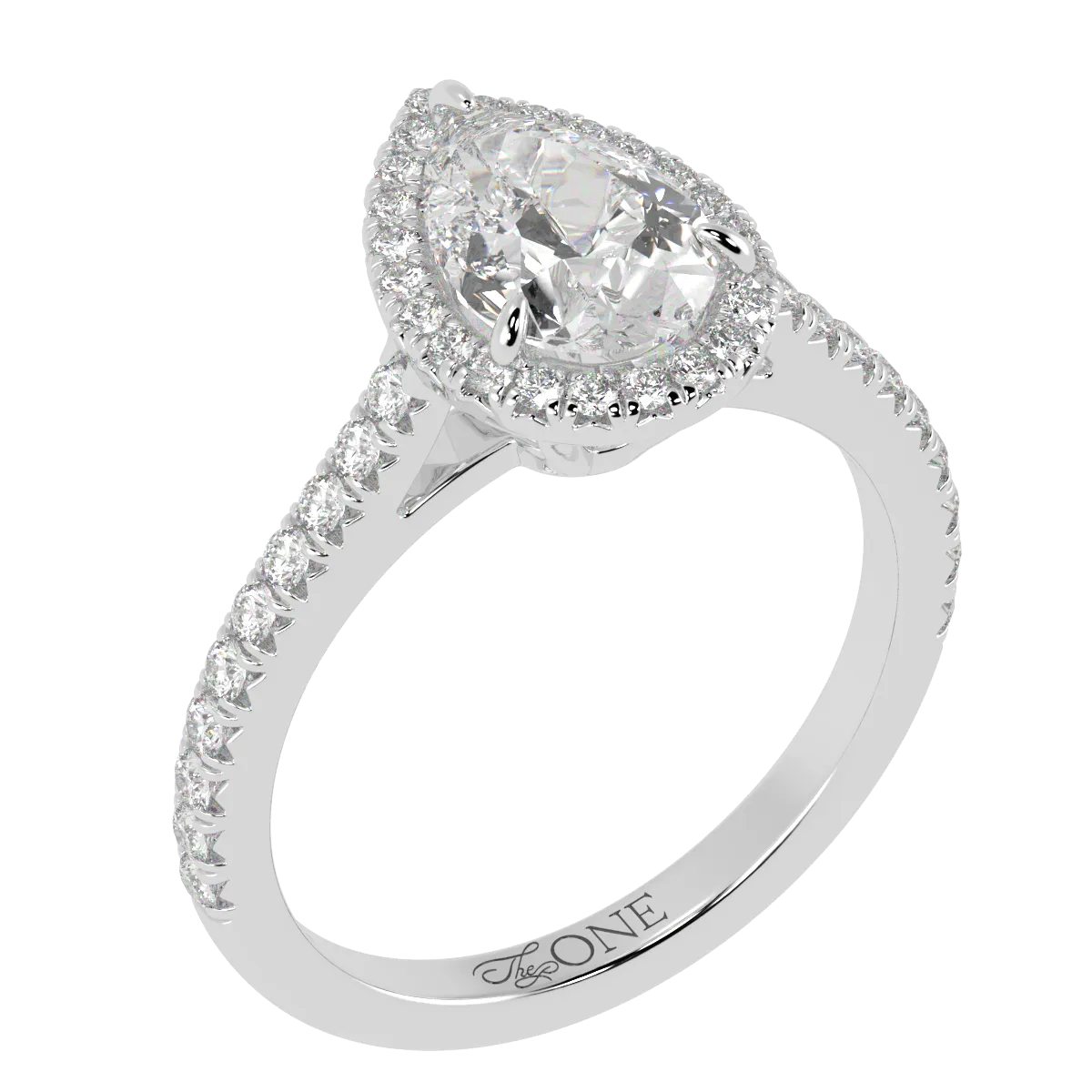 Pear Halo, 3/4 Pavé Band