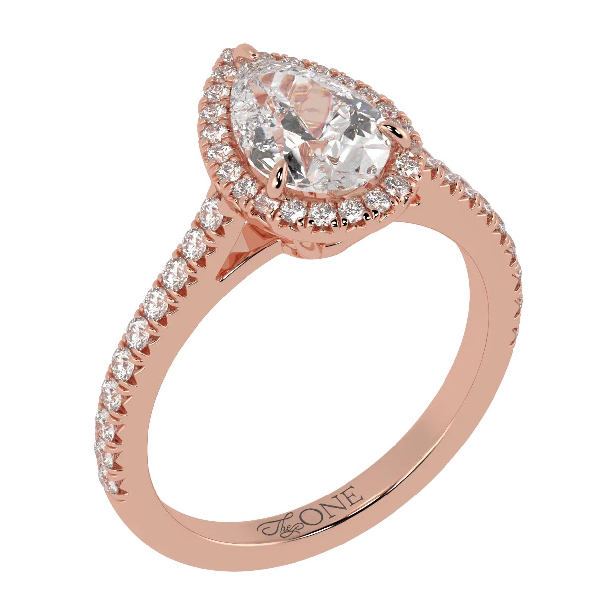 Pear Halo, 3/4 Pavé Band