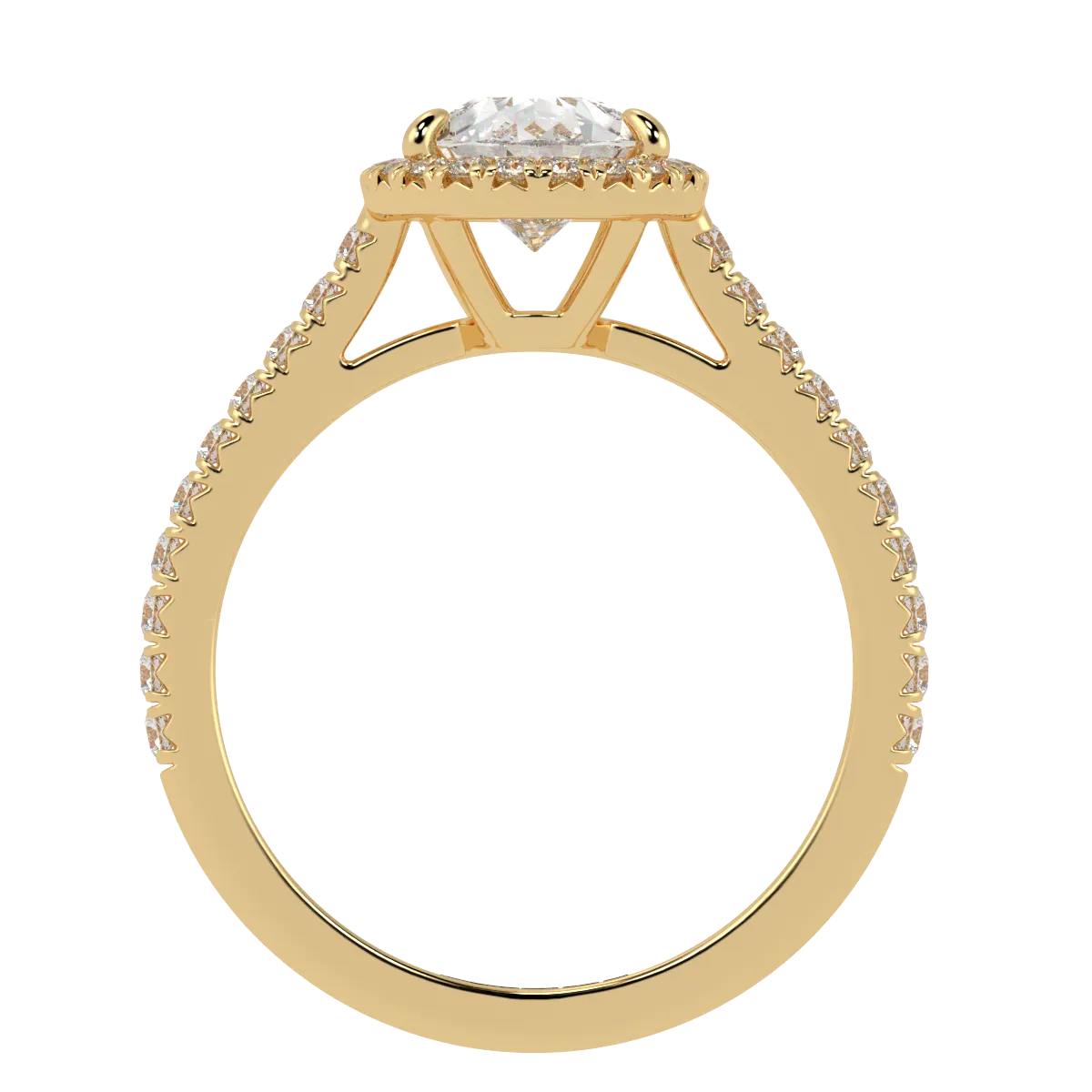 Pear Halo, 3/4 Pavé Band