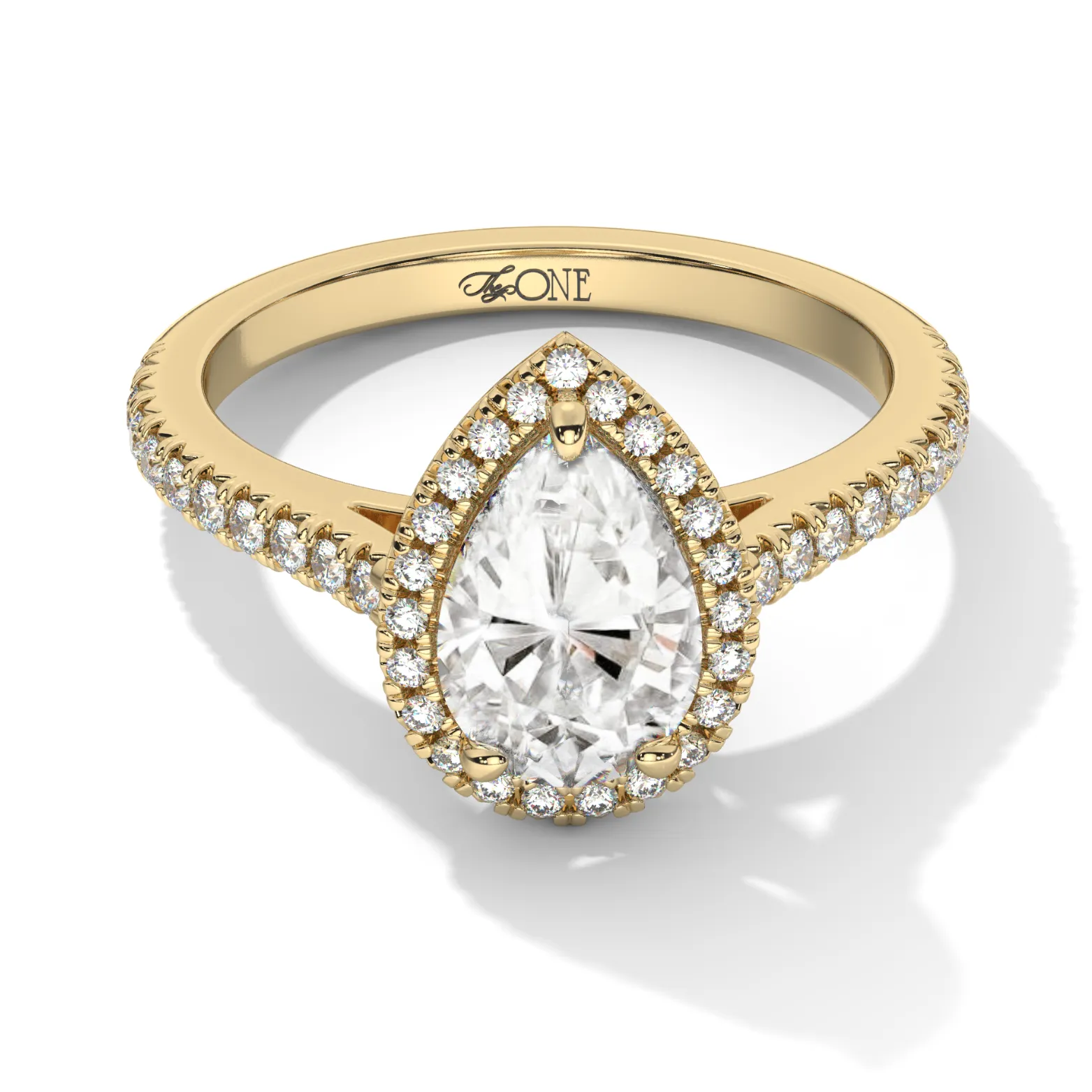 Pear Halo, 3/4 Pavé Band