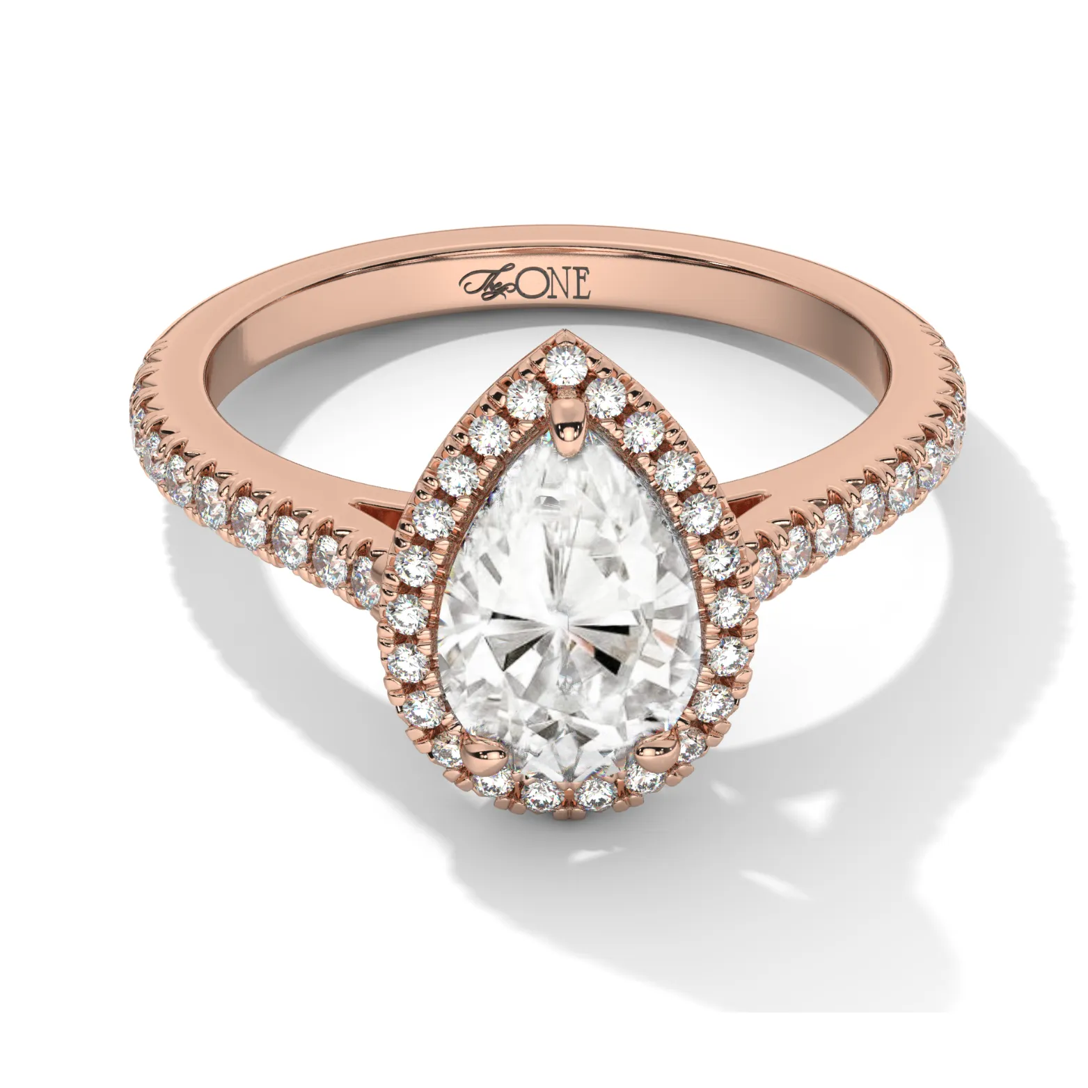 Pear Halo, 3/4 Pavé Band