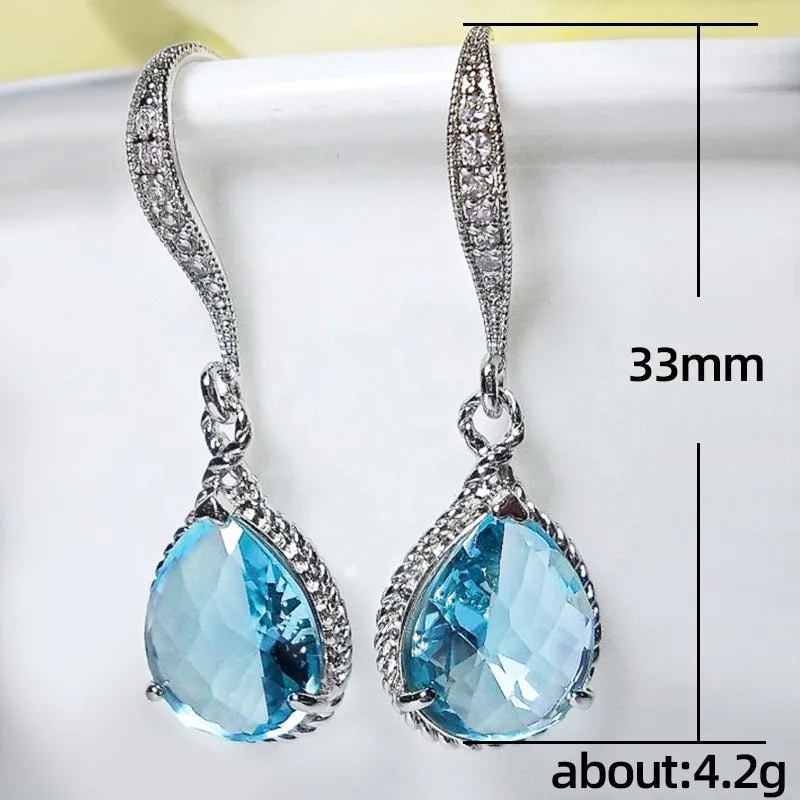 Pear Shape Earrings | Teardrop Earrings | Diamond Earrings | Diamond Earrings | Teardrop Earrings | Aquamarine Earrings | Blue Earrings