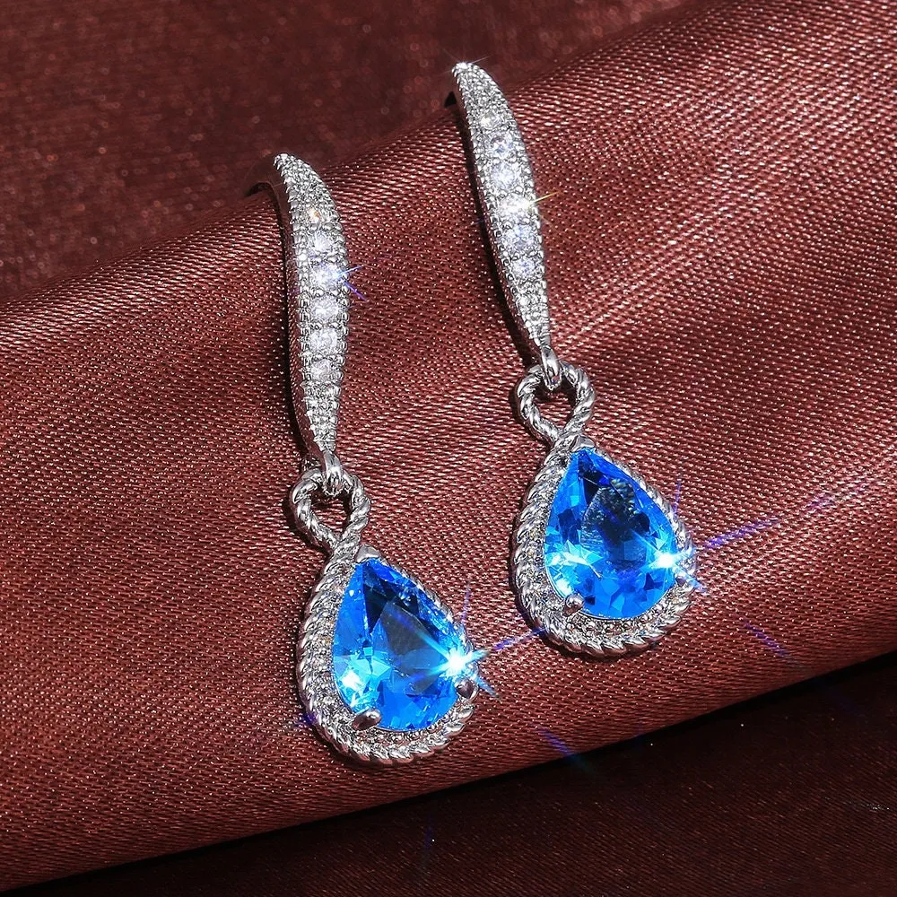 Pear Shape Earrings | Teardrop Earrings | Diamond Earrings | Diamond Earrings | Teardrop Earrings | Aquamarine Earrings | Blue Earrings