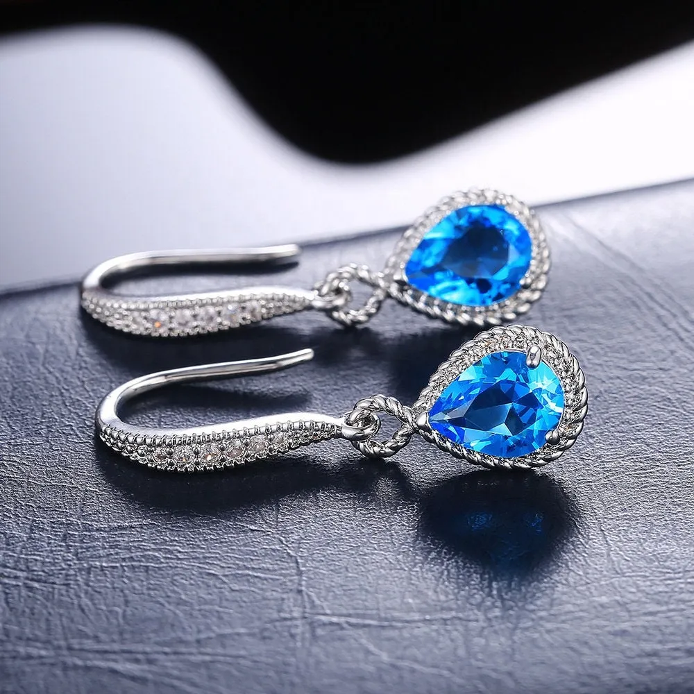 Pear Shape Earrings | Teardrop Earrings | Diamond Earrings | Diamond Earrings | Teardrop Earrings | Aquamarine Earrings | Blue Earrings