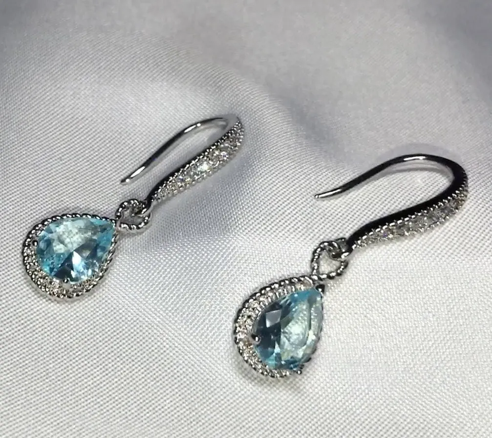 Pear Shape Earrings | Teardrop Earrings | Diamond Earrings | Diamond Earrings | Teardrop Earrings | Aquamarine Earrings | Blue Earrings