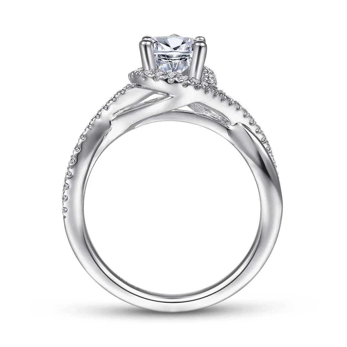Pear Shape Twist Halo Diamond Engagement Ring Mounting