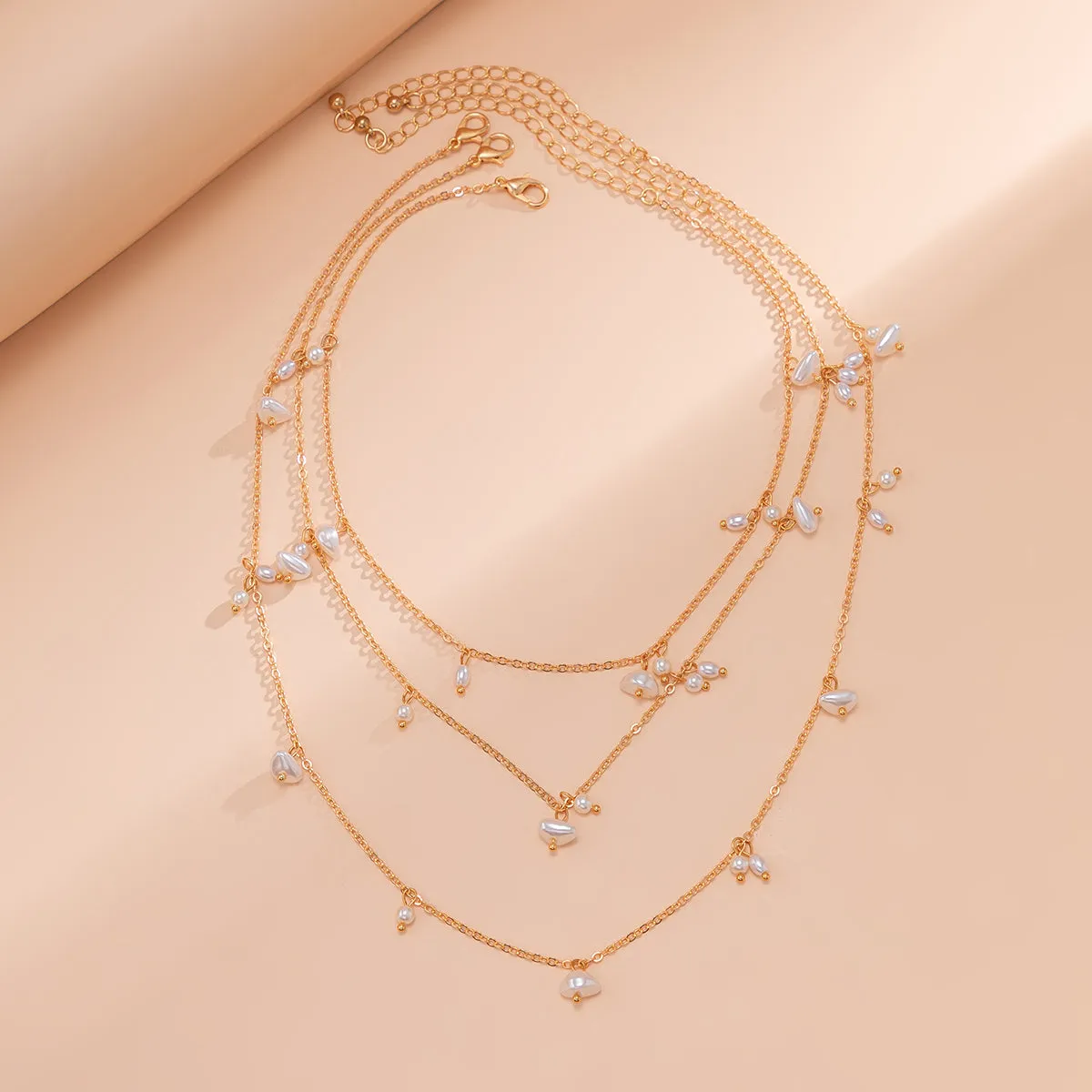 Pearl & 18K Gold-Plated Station Necklace Set