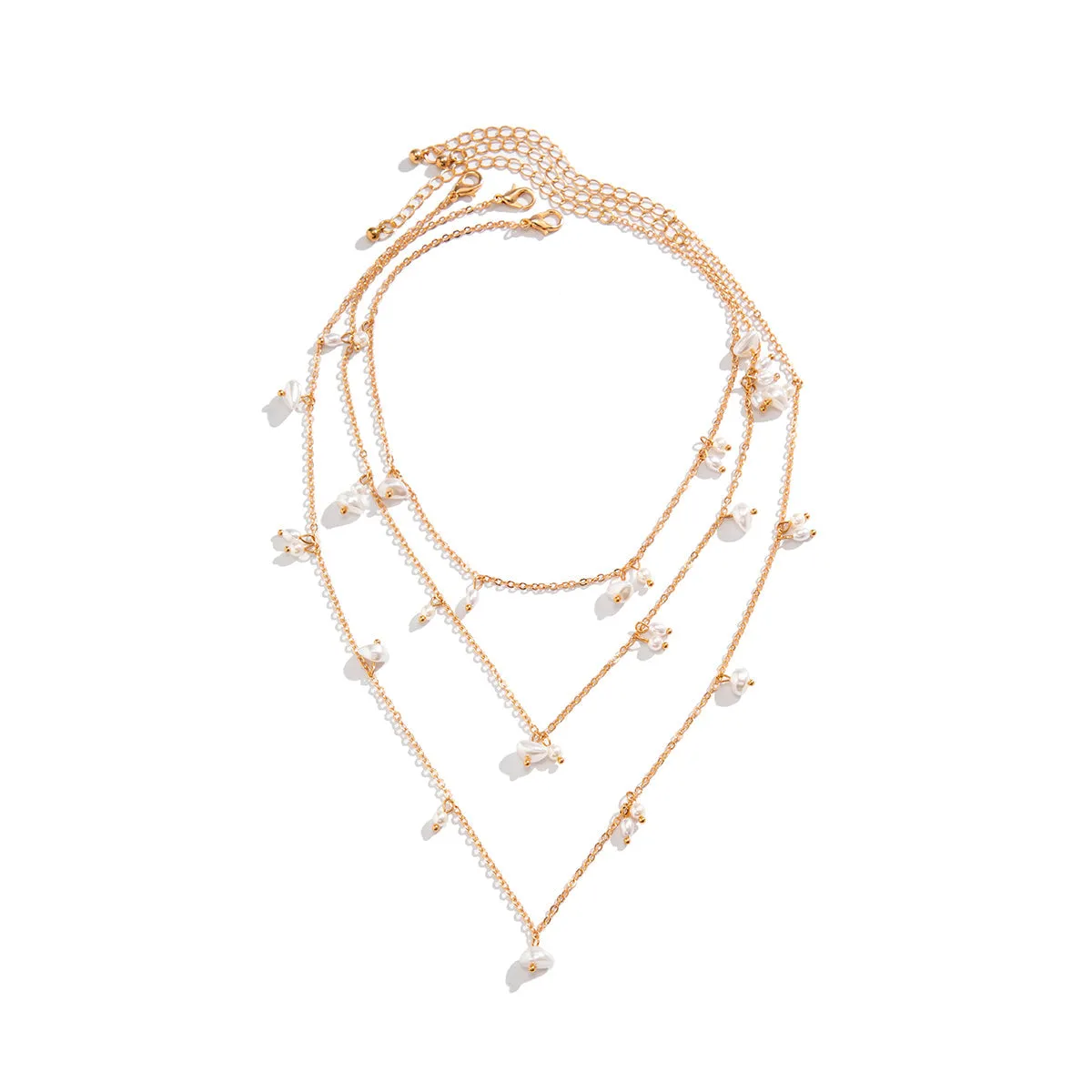 Pearl & 18K Gold-Plated Station Necklace Set