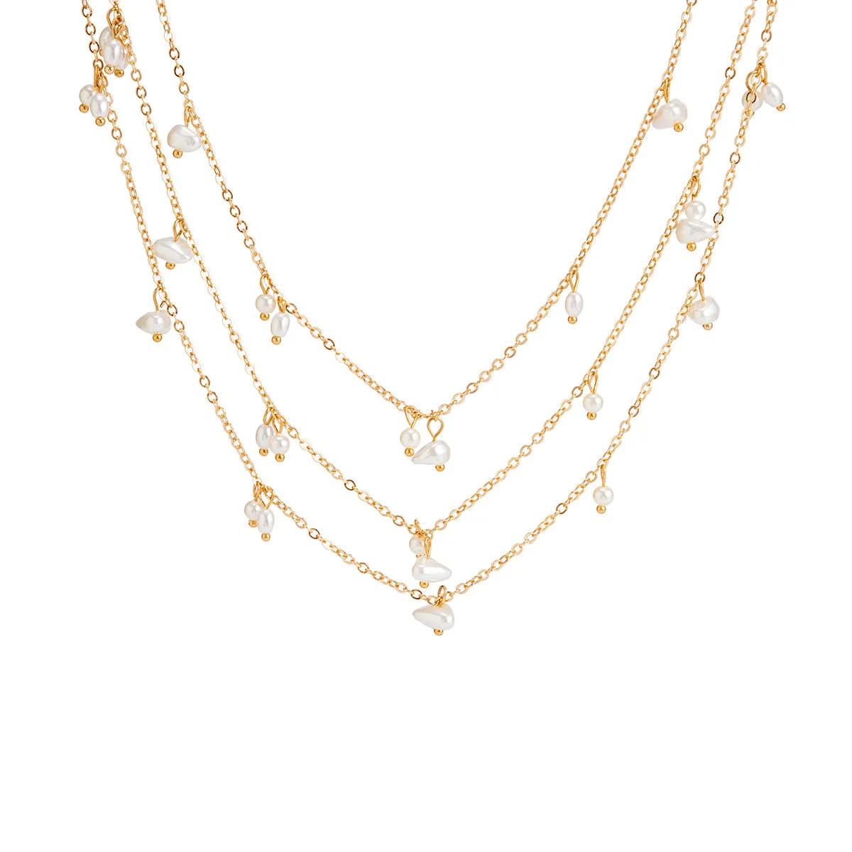 Pearl & 18K Gold-Plated Station Necklace Set