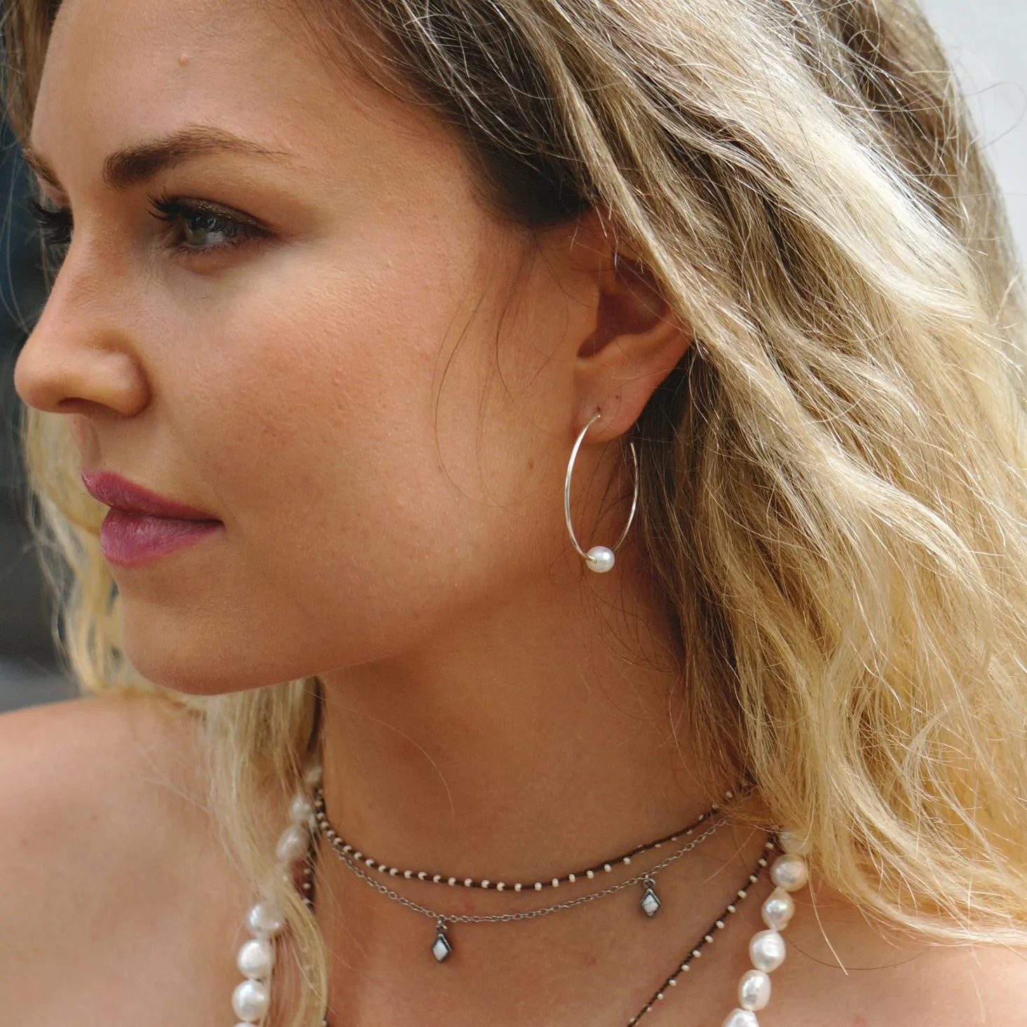Pearl Hoop Earrings