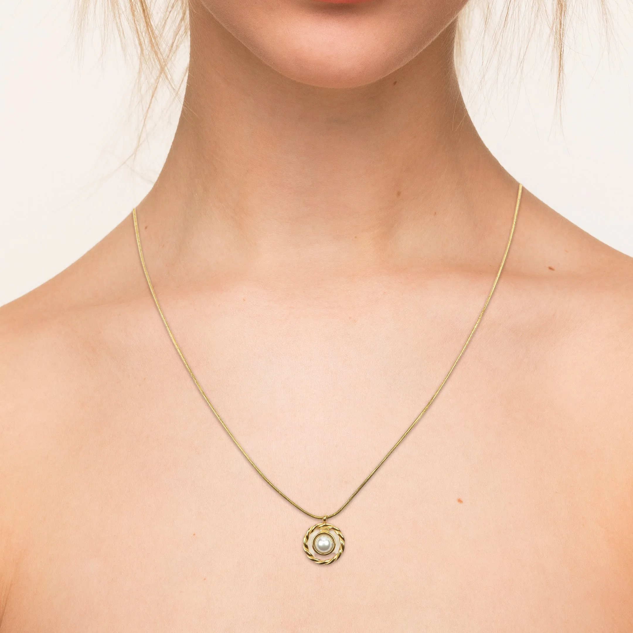 Pearl Rope Chain Necklace Gold Plated, Waterproof and Anti-Tarnish
