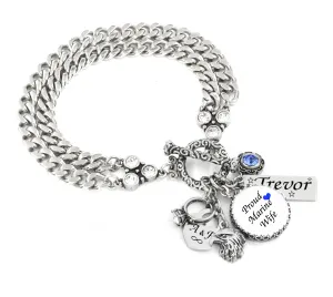 Personalized Marine Wife Bracelet or choice of Military Branch