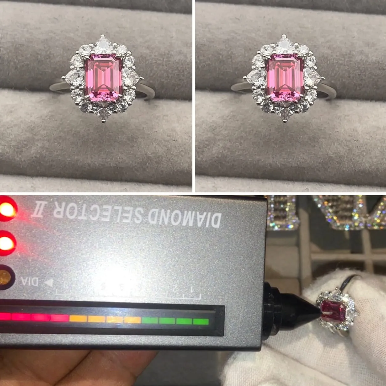 Pink Moissanite Diamond Engagement Ring | 2.0 CT Ring | Pink Diamond Engagement Ring | Pink Diamond Ring | Moissanite Ring | Emerald Ring