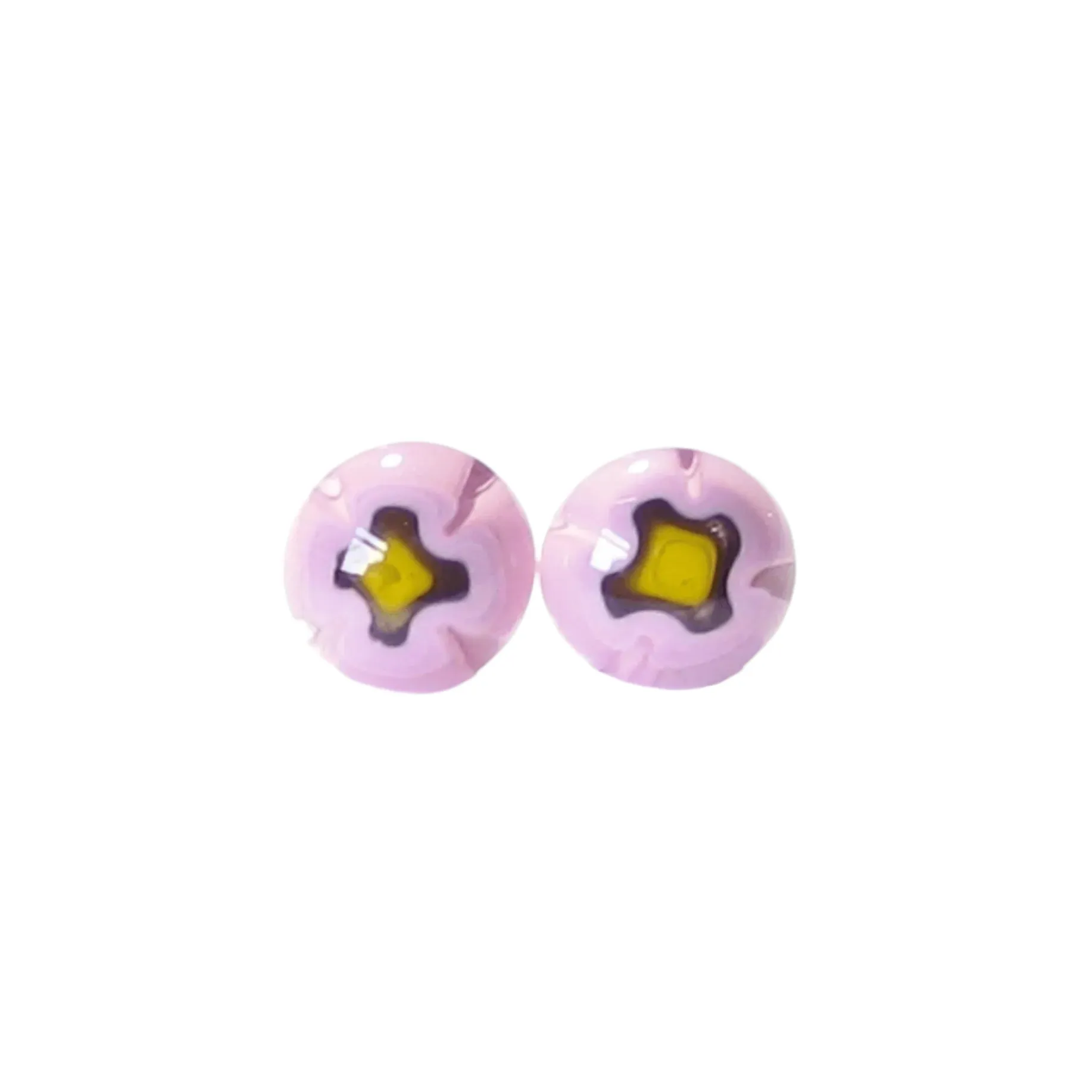 Pink Murano Millefiori Sterling Post Earrings, Stud