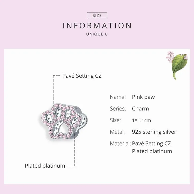 Pink Paw Print Charm