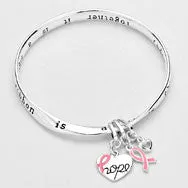 Pink Ribbon Mobius Charm Bracelet