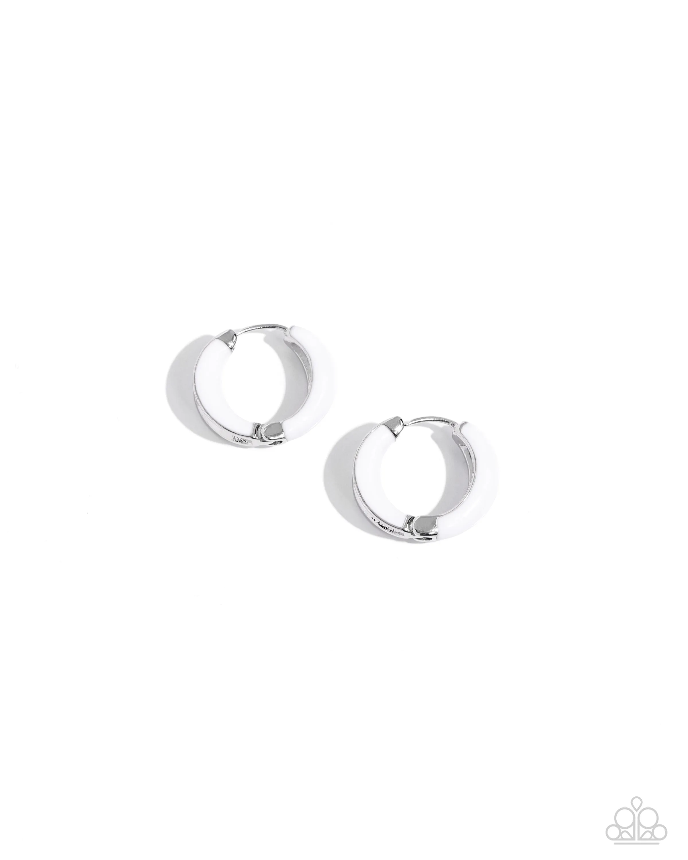 Pivoting Paint - White - Paparazzi Hinge Hoop Earrings